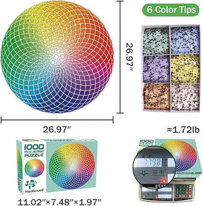 MaxRenard Game 1000 Pieces Jigsaw Puzzle Round Puzzle Toy Gradient Color