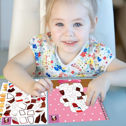 Omgouue 2PCS 4th of July Patriotic Crafts for Kids Ages 4-8 Sticker Paint Books Gift Party Create 20 Pictures（Sticker Sheets are Separate）