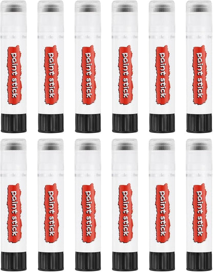 PATIKIL Tempera Paint Sticks, 12 Pcs Solid Tempera Paints Sticks Washable Bulk Markers Pen Quick Drying for Artists Beginners Art Supplies, Black