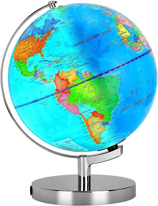 6 in1 Illuminated Large World Globe for Kids & Adults All Ages High Clear Map 12inch, Illuminates Educational Interactive STEM Toy, Light Up Kids Globe Lamp,Gifts For Boys And Girls