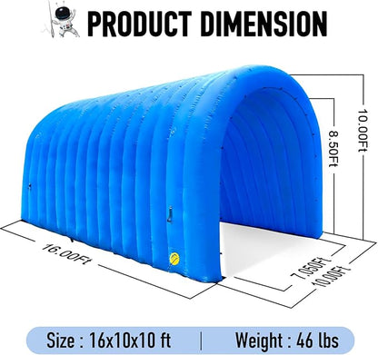 Inflatable Sports Tunnel Entrance with Built-in Blower – Advertising & Event Archway for Exhibitions, Shops, Supermarkets & Schools (Blue, 16x10x10Ft)
