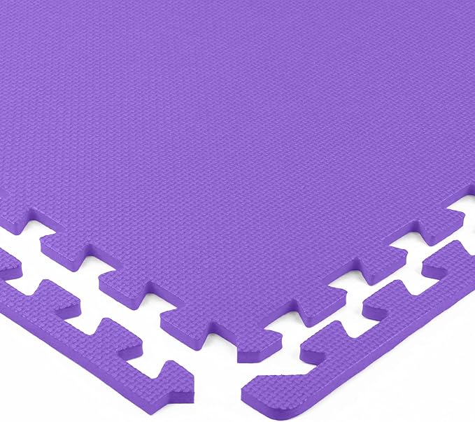 FlooringInc's 1/2" Soft Non-Toxic Baby Play Mat, Toddler Playmat, Colorful Puzzle PlayMat, Floor Mats for Kids & Babies, EVA Foam Interlocking Tiles for Nursery & Playroom | Purple, 15 Tiles, 60 Sq/Ft