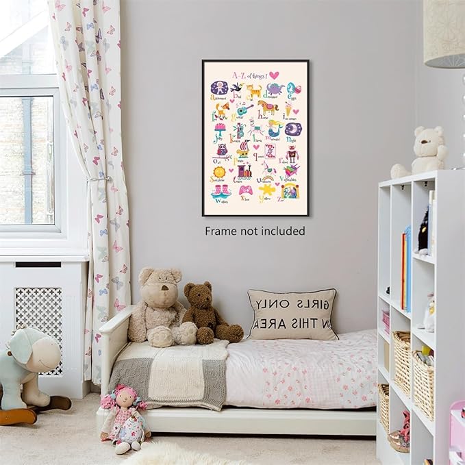 Animal Alphabet Poster, Abc Animal Poster for Toddlers, Alphabet Letters for Wall, Educational Learning Posters for Toddlers 1-3, Classroom Must Haves Poster, Baby Nursery Print 24x36in Unframed