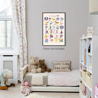 Animal Alphabet Poster, Abc Animal Poster for Toddlers, Alphabet Letters for Wall, Educational Learning Posters for Toddlers 1-3, Classroom Must Haves Poster, Baby Nursery Print 24x36in Unframed
