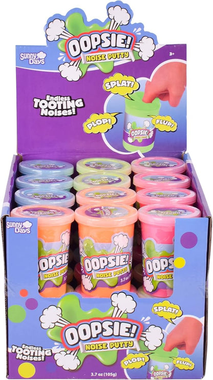 Oopsie Noise Putty, 24 Container Party Pack, 3.7oz Squishy Sensory Toys for Kids and Adults, Silly Party Favor, Non Sticky, Stress Relief, Super Soft Putty Slime