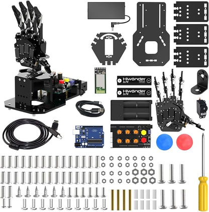 Robot Hand with Arduino Open Source AI Bionic Robotic Hand Five Fingers Solely Movement Mechanical Arm DIY Smart Robot & Engineering Kits, Science/Coding/Programming Set, Starter Kit