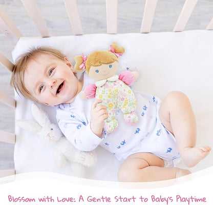 June Garden 9" My First Doll Blossom - Soft Plush Baby Doll - Pink Floral Outfit
