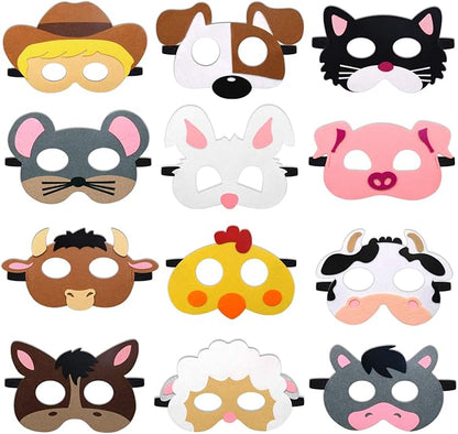 CiyvoLyeen Party Animals Felt Masks Jungle Farm Forest Animals Theme Birthday Party Favors Party Supplies for Boys or Girls
