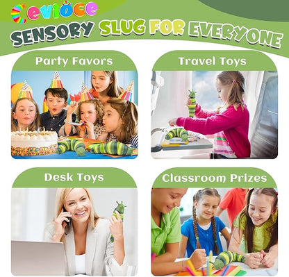 Cevioce Sensory Slug Fidget Toys,Fidget Slug Toys for Adults & Kids Party Favors,1 PC Cute Autism Sensory Toys for Autistic Children,Toddler Christmas Stocking Stuffers,Travel Toys for 1+ Year Old G