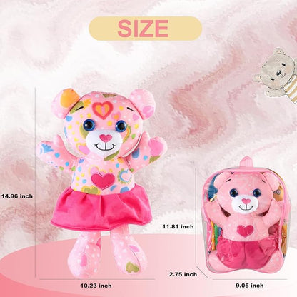 Coloring Plush Toy with 5 Washable Markers for Little Girls Doodle Dolls for Kids Ages 4-6 Birthday (Pink Bear)