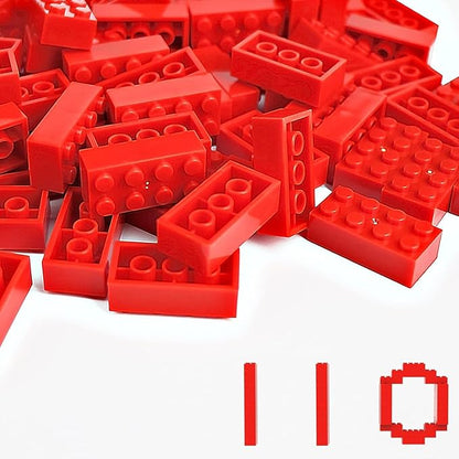 Classic Building Bricks 2x4, Compatible with Lego Parts and Pieces 3001, 110 Piece Bulk Building Block, Creative Building Block for Age 6+ Boys Girls and Bulk Enthusiast (Red)