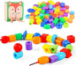 Plastic Lacing Beads for Kids with Fun Shapes, Long String, and Brilliant Colors, Educational Occupational Therapy Toys-Fine Motor Toys，Montessori Toy for 3 Year Old and Above（70 pcs）