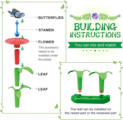 SpringFlower Toys for Girls 3 4 5 6 7 Years Old, Flower Garden Building Kit with Storage case,Educational STEM Toy and Preschool Garden Play Set for Toddlers, for Kids,148pcs