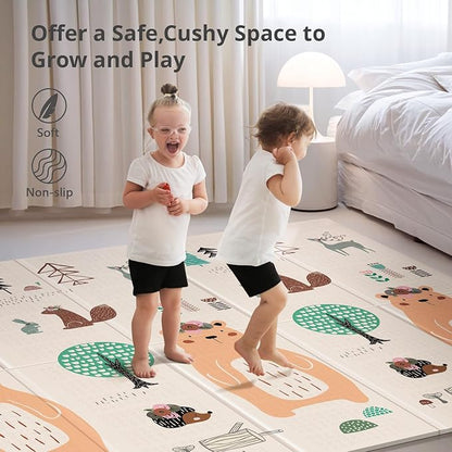 UANLAUO Baby Play Mat,71"x 79"Extra Large Playmats,Foldable Baby Play Mat for Floor,Non-Toxic Tummy Time and Crawling Playmat,Thick Foam Play Mat for Baby,Reversible Portable for Infant,Toddler