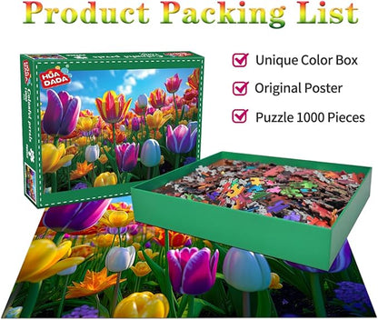 HUADADA Jigsaw Puzzles for Adults 1000 Piece Jigsaw Puzzles for Adults Challenging Game Puzzles with Letters on Back（Flower）