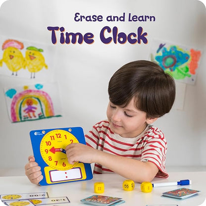Kids Learning Time Activity Game Set, 53 Piece Set, Interactive Play, 4 Fun Time Based Games, Teaching Clock Kids Learn Time Fast, 3 Levels of Difficulty