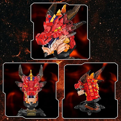 NUTCRACKER Dragon Building Set for Adult - Fire Dragon Head Toy Building Set, Animal Skeleton Fossils Home Desktop Display Model Decor, Easter Birthday Gift for Teens Boys Girls 14+ (2713 Pieces)