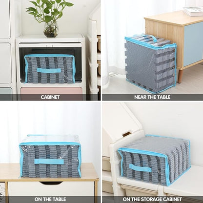Coolcandy EVA Foam Play Mat, 16 Tiles Colorful Baby Play Mat, Square Kids Playmat with Solid Colored, 0.4" Thickened Interlocking Foam Floor Tiles, Puzzle Play Mat for Baby Lying, Playing (Gray Blue)