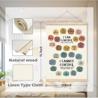 Emotional Wall Art, Positive Poster Print Framed, Therapy Office Decor, Things I Can Control Framed Canvas Print, Canvas Painting Artwork For Home School Counseling Treatment Office