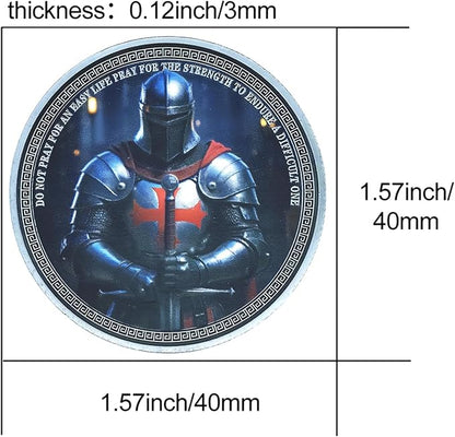 Knight Templar Challenge Coin Armor Red Cross Shield Faith and Bravery Coin Collection (Single Coin)