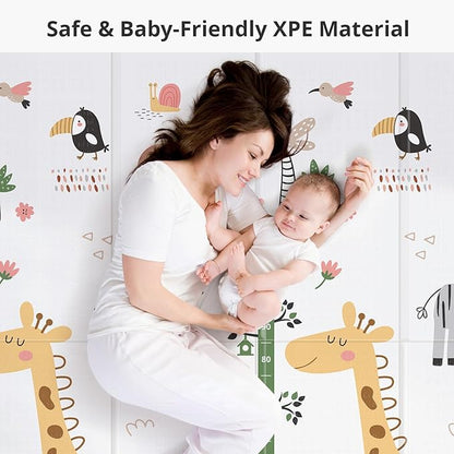 XL Baby Play Mat for Floor, PIGLOG 79" x 71" Foam Play Mat, Foldable Playmat for Playyards, Waterproof Anti-Slip Floor Playing Mats for Babies, Toddlers, Infants, Reversible Baby Crawling Mat, Giraffe
