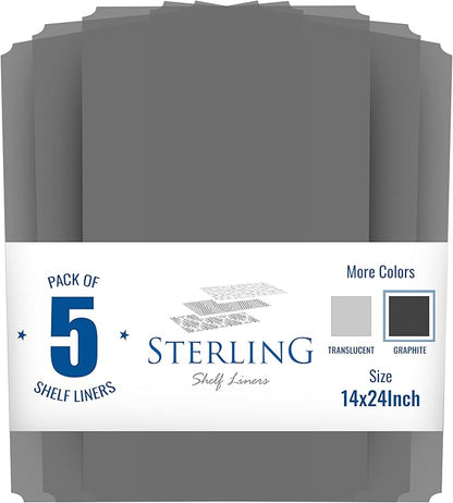 Sterling Shelf Liners for Wire Shelf System: Set of 5 in Graphite: 13.4 x 23.2 inch: Plastic Wire Shelving Mats