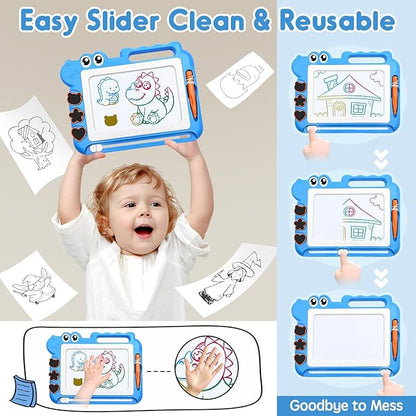 AiTuiTui Magnetic Drawing Board Toddler Toys with Legs for Girls Boys, Color Sketch Writing Scribble Doodle Pad Travel Games, Educational Learning Kids Toys for Toddlers Birthday (Blue)