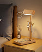 Wooden Table Lamp Tree Trunk Wood Column Rechargeable Led Desk Lamps Magnetic 360°Rotate Battery Powered Wall Night Lights for Bedside Living Edge Table (Beech)