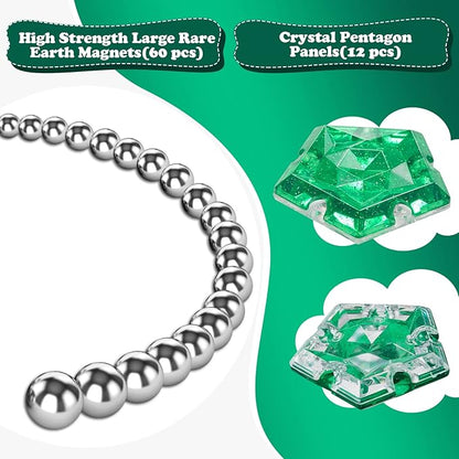 Magnetic Fidget Sphere Magnets Balls - Crystal Green Holographic Glitter - Magnet Fidgets Toy - 12 Piece Set - Creativity Beyond Imagination, Inspirational, Recreational, Desk Toys for Adults
