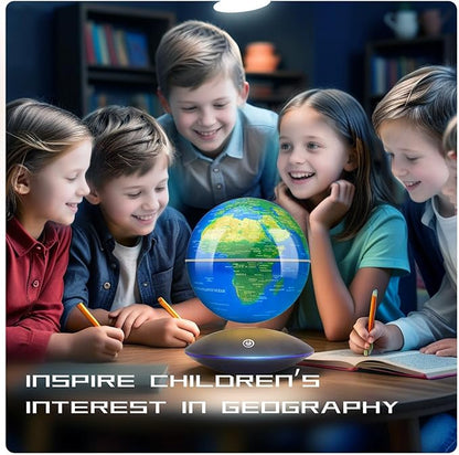 Magnetic Levitating Globe with LED Light, 360°Rotating Floating Globe World Map for Home Office Display, Cool Tech Gift for Men Father Boys and Girls, Ideal for Birthdays Anniversaries
