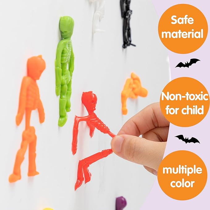 JOYIN 48 PCS Halloween Stretchy Skeletons, Halloween Sticky Hand Toys Bulk for Halloween Party Favor Goodie Bag Fillers, Kids Student School Classroom Carnival Game Prizes