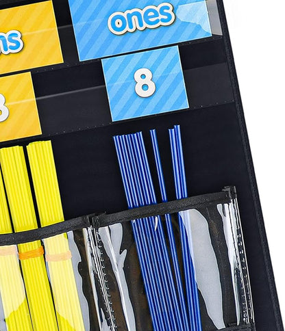 Eamay Counting Caddy & Place Value Pocket Chart for Classroom and Homeschool(Black)