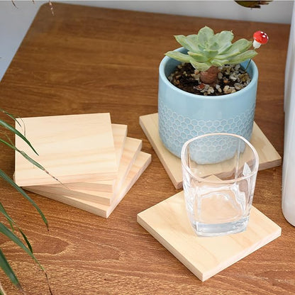 12PCS Unfinished Wood Square Blocks for Crafts, 4.7x4.7x0.6in Blank Wooden Squares Pine Wood Boards for Wood Carving,DIY Wood Coasters,Painting & Burning