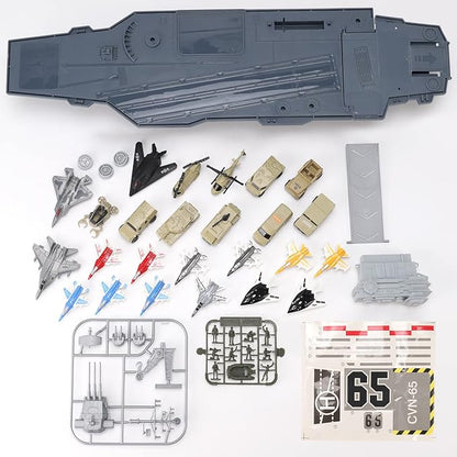 33-Inch Aircraft Carrier Mega Playset - Ultimate Military Battle Set for Boys with Realistic Battleship, Fighter Jets, Toy Soldier Figures, Military Vehicles for Kids Imaginary Pretend Play