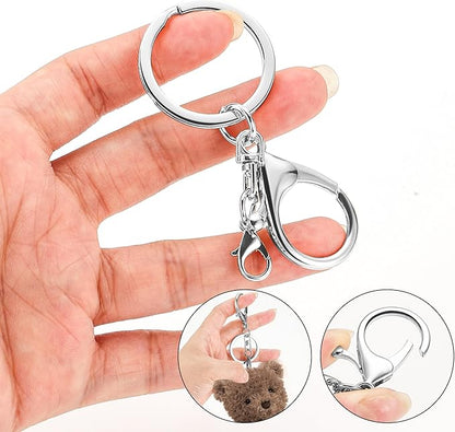 10 Pack a Set Metal Lobster Claw Clasps and Key Rings, Key Chain Accessories, Keychain Making kit for Keys, Art Crafts, Jewelry Making, Silver