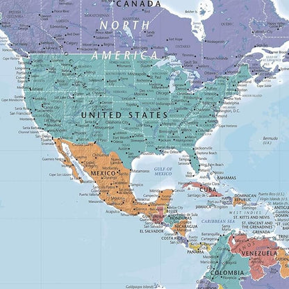 3 Panel - Personalized Canvas Blue Oceans Large Travel Map of the World