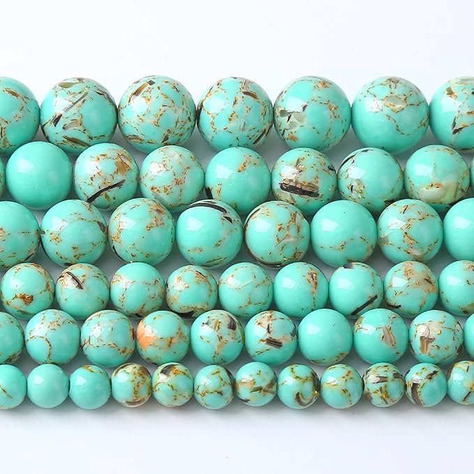 6MM 60PCS Peacock Blue Shell Turquoise Spacer Loose Beads for Jewelry Making DIY Bracelet Necklace
