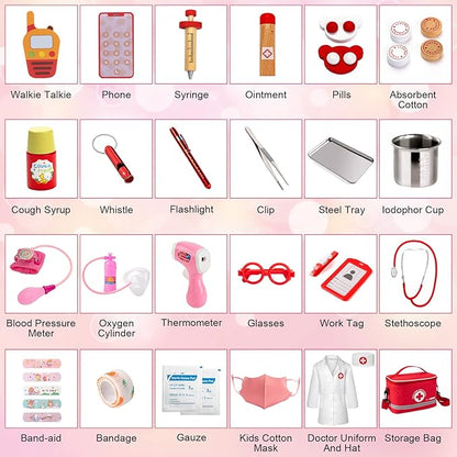 Doctor Kit for Kids, 34 Pcs Kids Doctor Playset Kit for Toddlers 3-5 with Medical Storage Bag & Real Stethoscope, Fun Role Playing Game, Doctor Play for Toddlers Kids Boys Girls Ages 3+