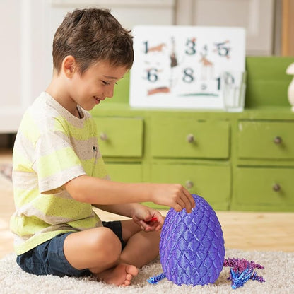 Large Dragon Eggs with Dragon Inside, 3D Printed Surprise Funny Gifts for Kids, Articulated Dragon Fidget Toys for Adults, Executive Desk Toys Office Room Décor (Shiny Purple)