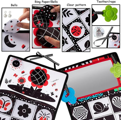 teytoy Tummy Time Mirror Infant Newborn Toys 0-3 Months Brain Developmental Baby Mirror Tummy Time Black and White High Contrast Baby Toys 4 6 9 12 Month Boys Girls Crawling Sensory Toy