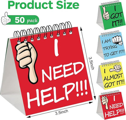 50 Pcs I Need Help Mini Flip Chart Classroom Management Tools Self Assessment Cards Classroom Students Behavior School Educational and Learning Activities Supplies for Kids Teachers