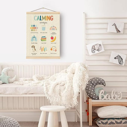 Boat Wades Mental Health Posters for Kids, Calming Strategies Poster Hanger Frame, Inspirational Hanging Wall Banner Decor for Classroom Calm Down Corner School Counselor Office Decor, 12x16 Inch