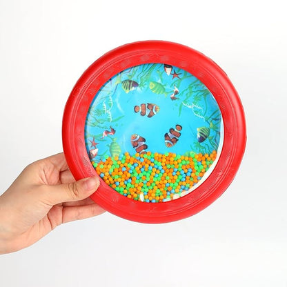 Musfunny Ocean Drum Wave Bead Drums Gentle Sea Sound Music Gift Musical Educational Sea Sound Drum Tool for Kid Child Baby (Red)