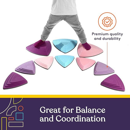 Special Supplies 10 Stepping Stones for Kids Indoor and Outdoor Balance Blocks Promote Coordination, Balance Strength Child Safe Rubber, Non-Slip Edging