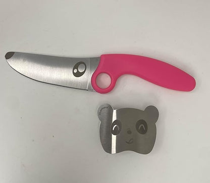 Toddler Knife Set for Real Cooking Montessori Kitchen Tool, Nylon Handle & Stainless Steel Blade Safe Edge for Beginner Training Cutting Knives Set (Pink)