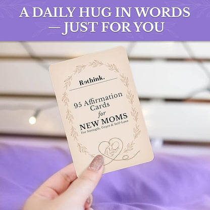 QUOKKA Rethink 95 Affirmation Cards for New Moms – Daily Support Deck for Strength, Self-Love, Grace and Mindful Motherhood – Thoughtful Gift for First-Time and Experienced Moms