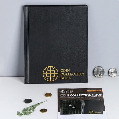 420 Pockets Coin Albums - 28x29 mm/1.1x1.1 inch Pocket Black Coin Book 10 Pages Coin Collection Holder Letter Size Coin Storage Book CS0242BK