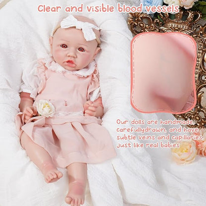 Reborn Baby Dolls Silicone Full Body 19.88in Weighted Real Life Open-Eyes Girl Dolls Lifelike Newborn Baby Soft Body Flexible Limbs Not Vinyl