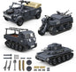 4 IN 1 WW2 Army Tanks Toy Building Block Set(1089 Pcs),Compatible with Lego,Create German 38T-A Light Tank&3 German Style Small Military Vehicles Models Great Military Toy Gift for Boy Age 6+ Year Old