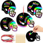 JULMELON 36 PCS Football Crafts for Kids, Rainbow Scratch Paper Art for Kids Football Party Favors Helmet Scratch Off Cards for Birthday Party Supplies School Activities